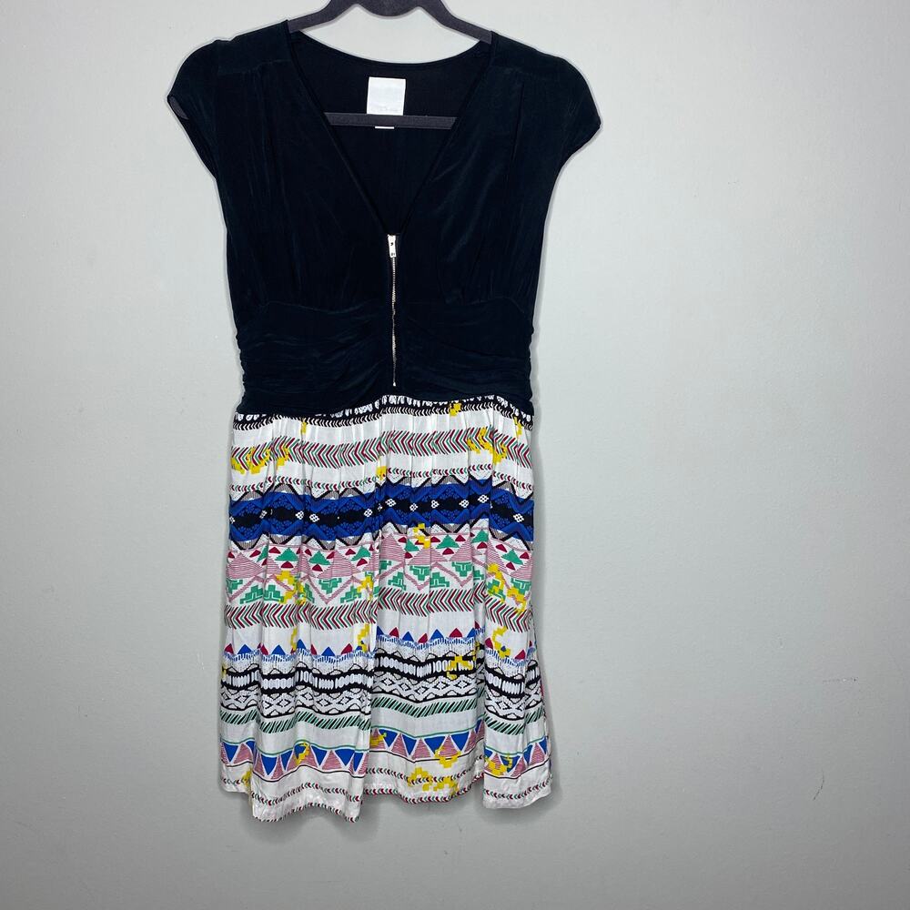 Line & Dot Silk Front Zip Shirred Back Mini Dress‎